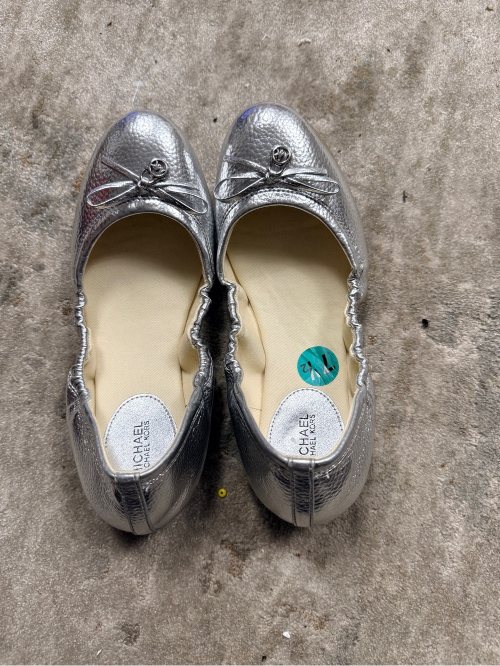 Michael Kors Metallic Silver Bow Ballet Flats